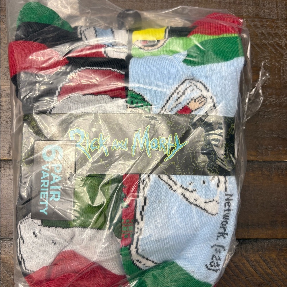 Brand New Never Been Worn, Rick and Morty Unisex Casual Socks - 6 Pair Set